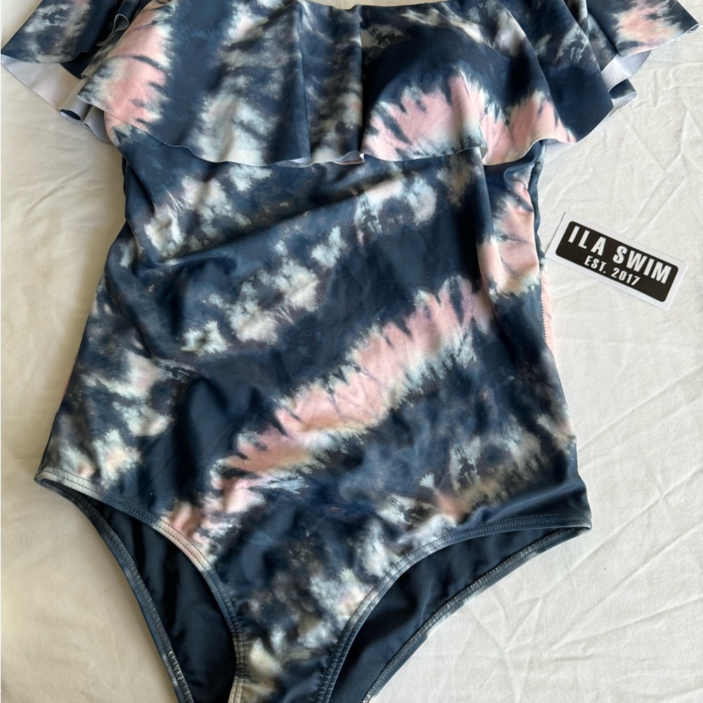 Blue and Pink Tie-Dye One Piece Swimsuit